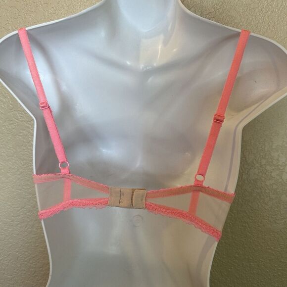 Victorias Secret Dream Angels Lined Demi Buste Double Bra 32d Bright Pink Lace - Picture 4 of 6